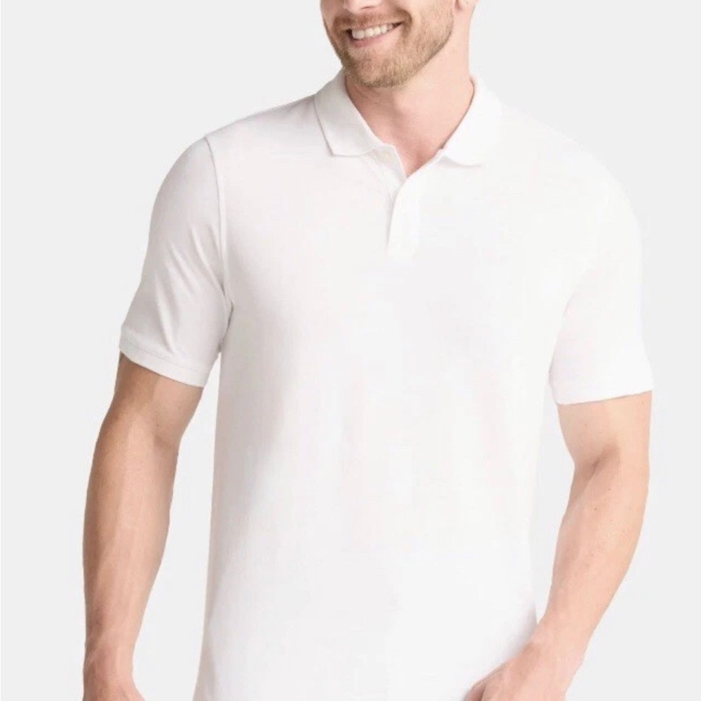 GEORGE Mens Polo Shirt Size 3XL Short Sleeves 98% Cotton 2% Spandex White New